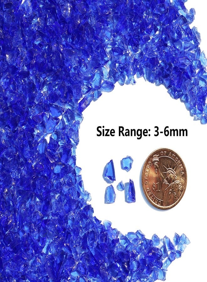 زجاج مكسر من QYGL لأعمال الراتنج الفنية، والحرف اليدوية، وديكور المنزل - 0.9 رطل من قطع الزجاج المكسور باللون الأزرق الكوبالت 3-6 مم، لملء المزهريات، وحفر النار على الطاولة، وصخور أحواض السمك - Image 3